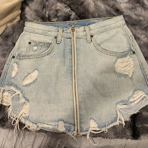 LF X Carmar 
Mini jean skirt with zipper for style